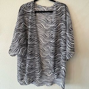Super fun zebra print sheer over shirt 🦓🖤🤍🖤🤍